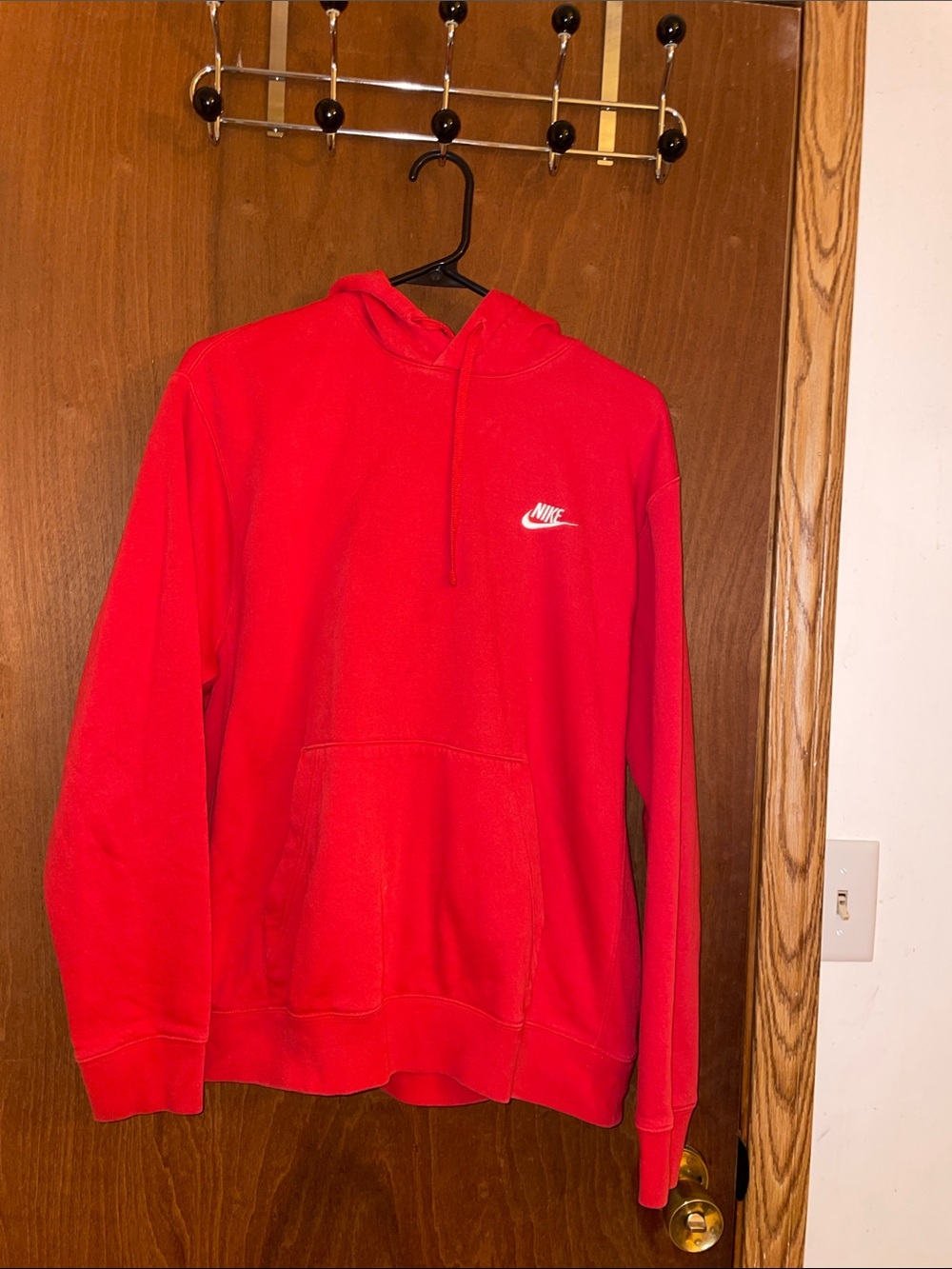 Nike Red Pullover Hoodie with White Logo
